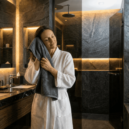 Antracit handduk i hotellkvalitet