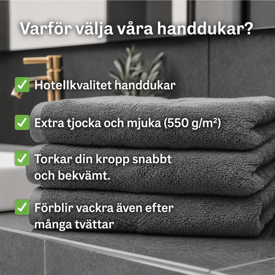 Antracit handduk i hotellkvalitet